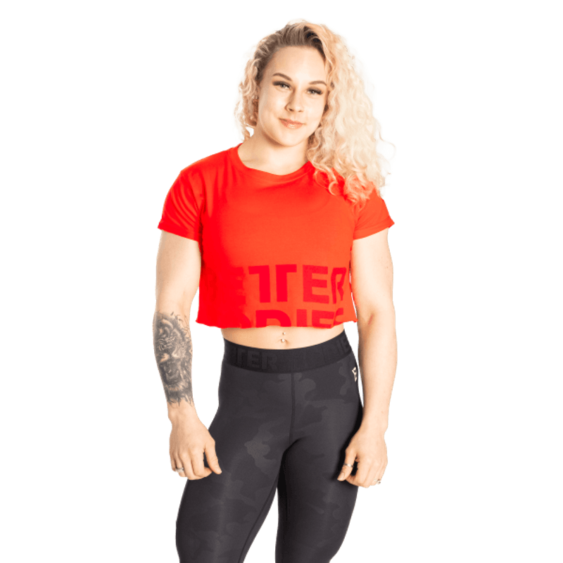 Better Bodies Astoria Cropped Tee, rød t-skjorte 