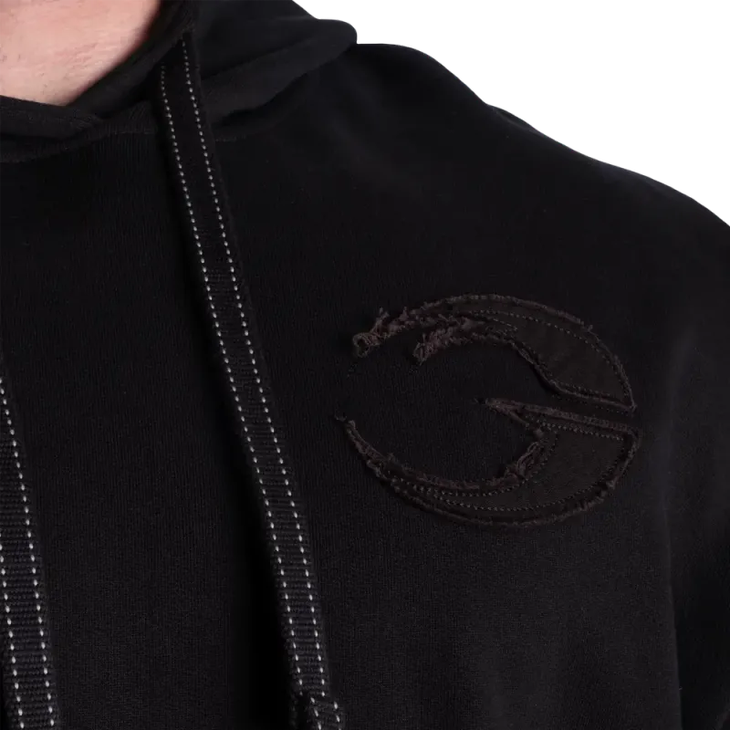 Gasp Distressed Hood V2, svart hettegenser