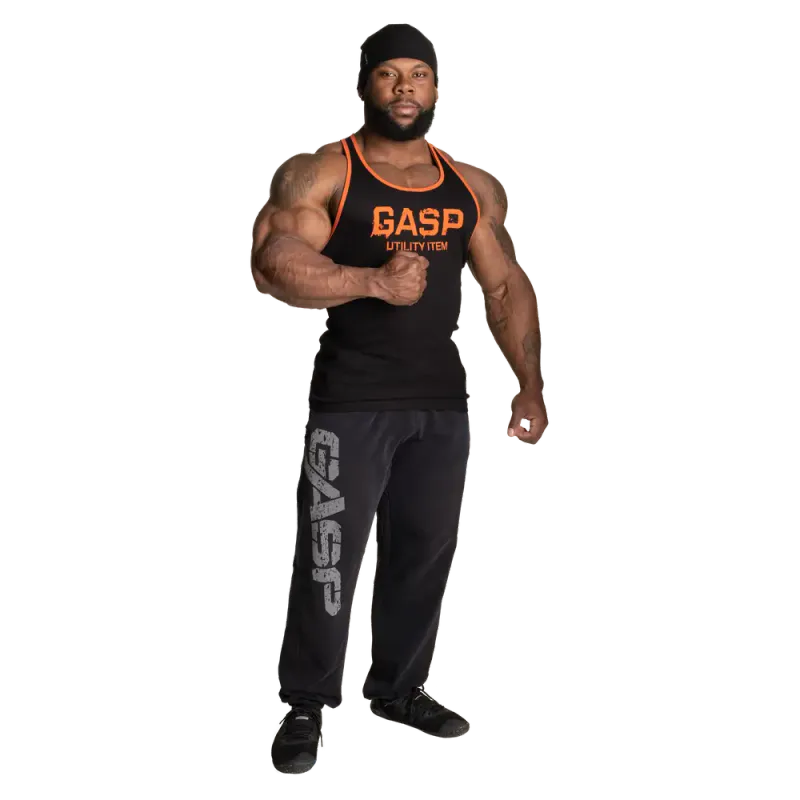 Gasp Ribbed T-back, svart/oransje singlet