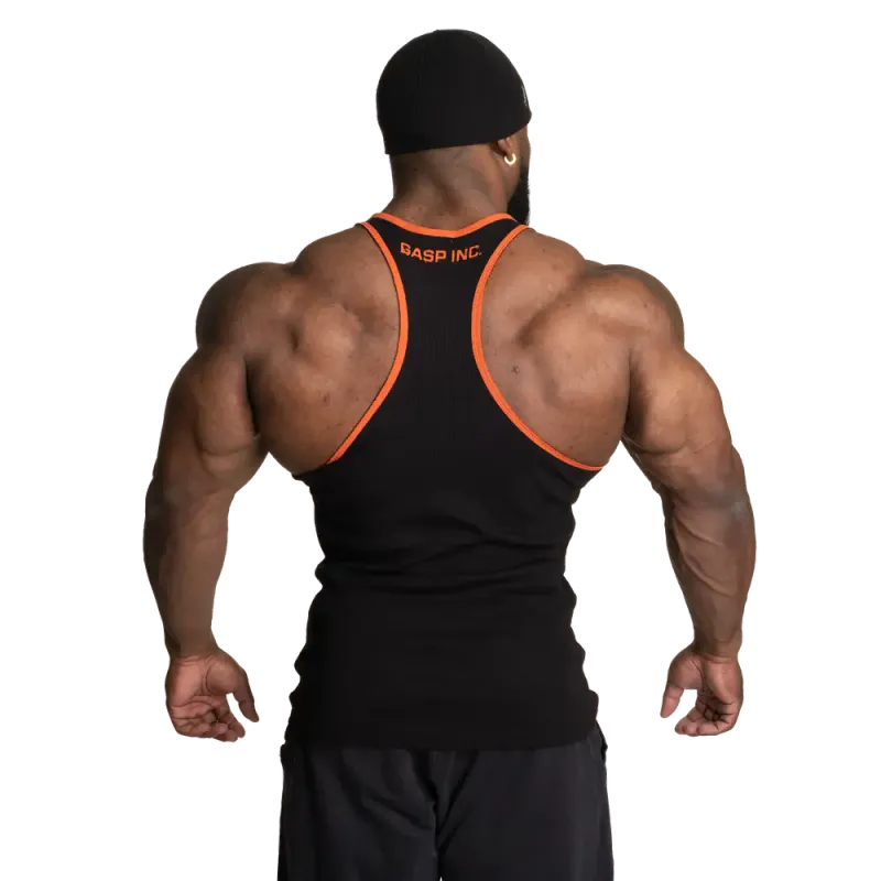 Gasp Ribbed T-back, svart/oransje singlet