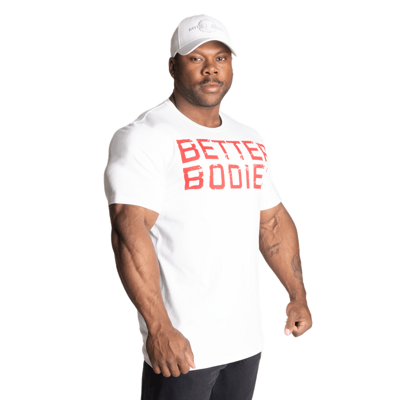 Better Bodies Basic Tapered Tee, hvit/rød t-skjorte