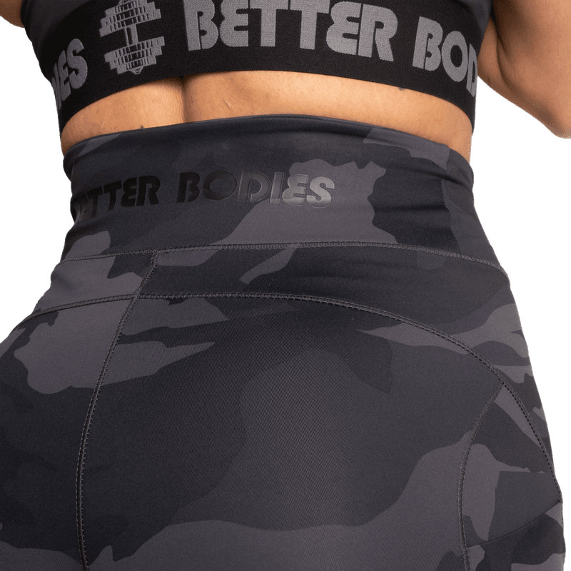 Better Bodies High Waist Shorts, mørk camo treningsshorts