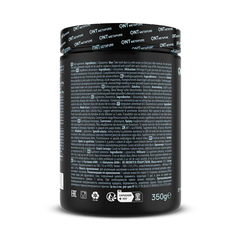 QNT L-Glutamin Amino Acid 6000mg, 350 g aminosyre