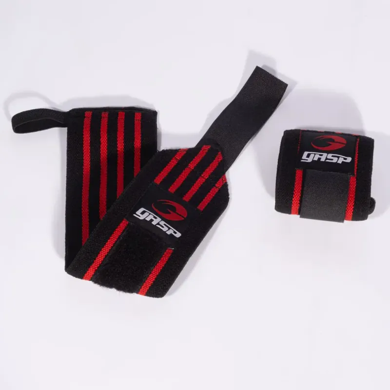 GASP Hardcore Wrist Wraps, svart/rød håndleddstøtte