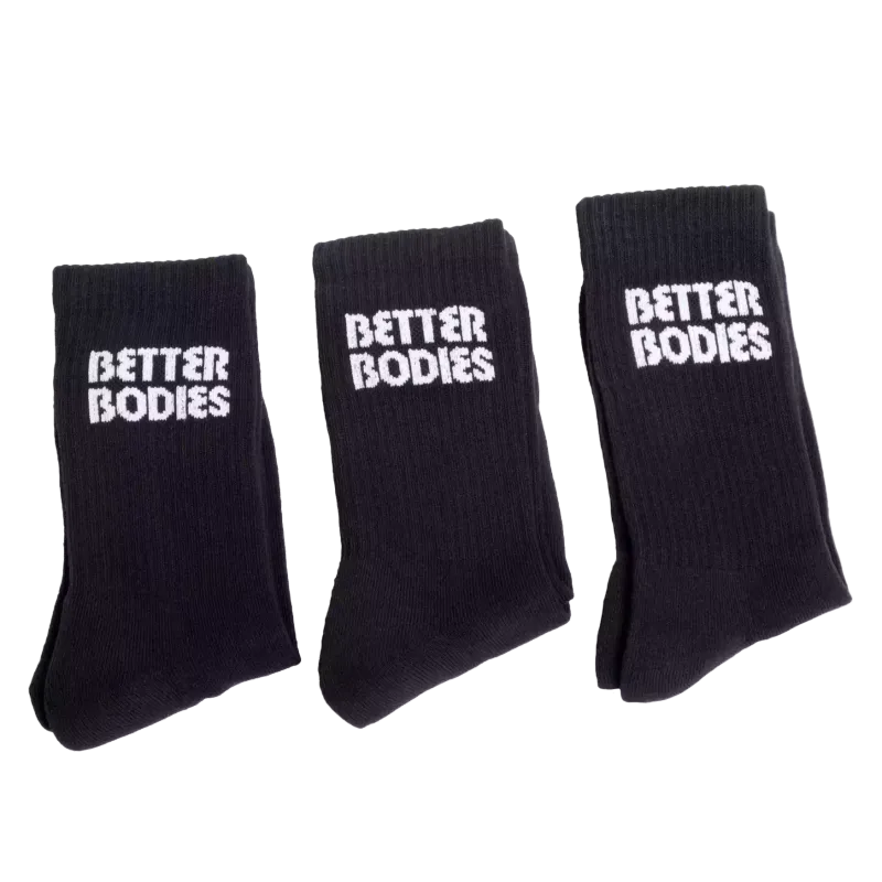 Better Bodies Crew Socks 3 pk, svarte sokker