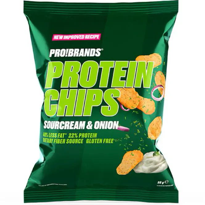 Hovedbilde Protein Chips 50 g, Sour cream & onion