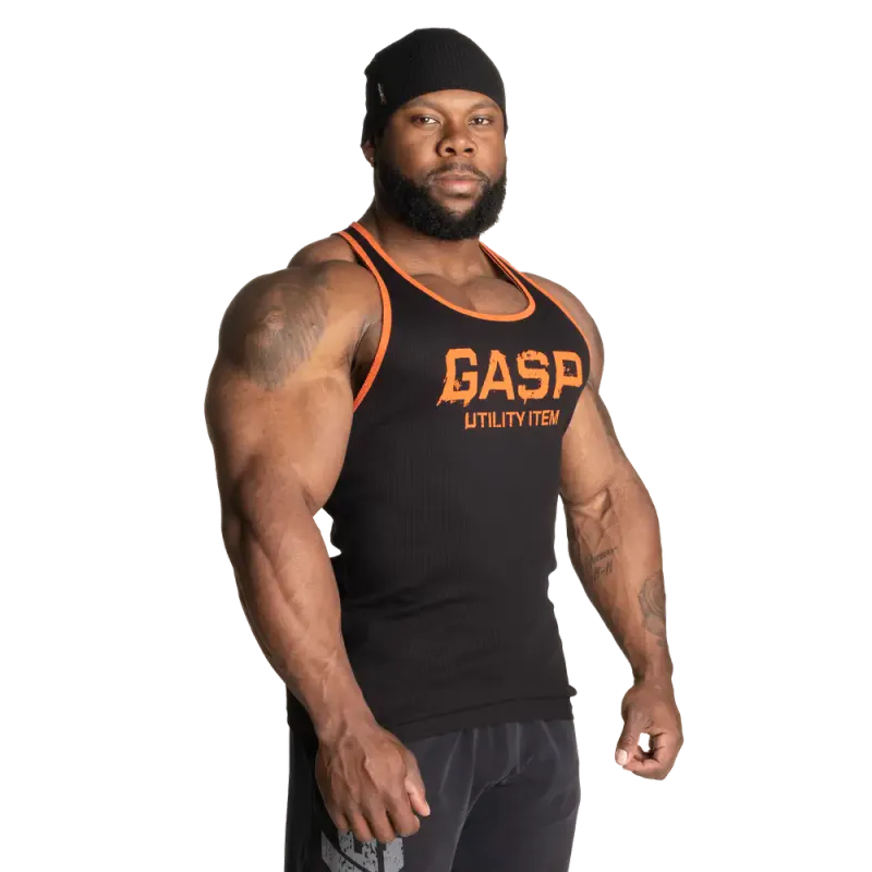 Gasp Ribbed T-back, svart/oransje singlet