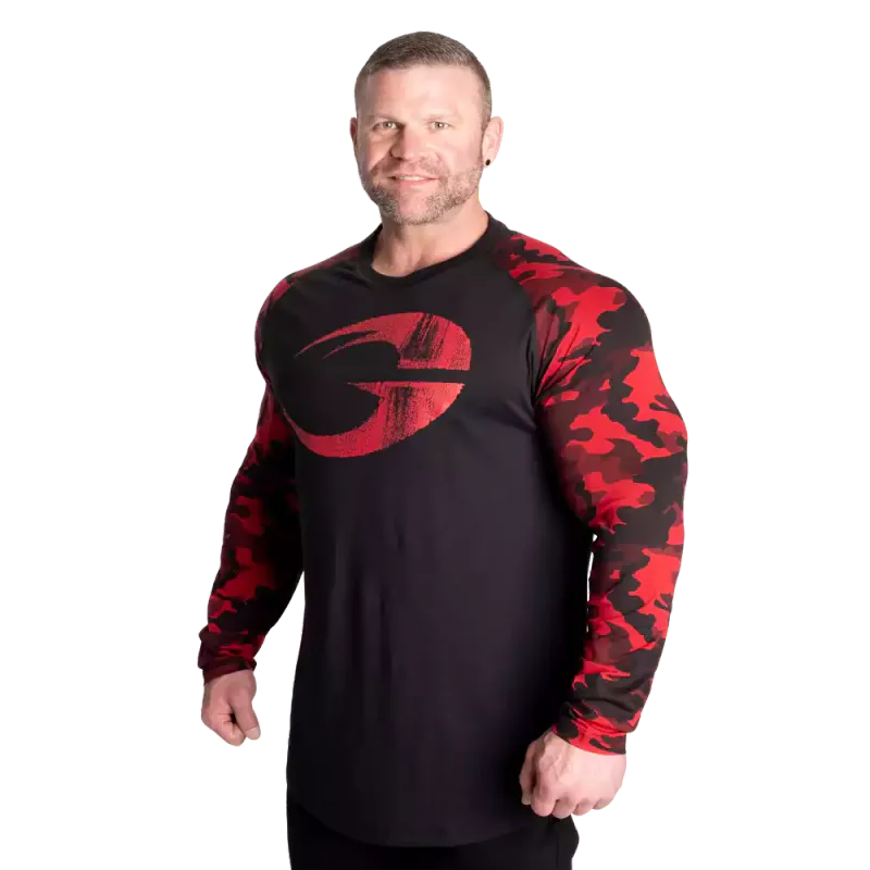 Gasp Original Raglan ls, svart/rød camo genser