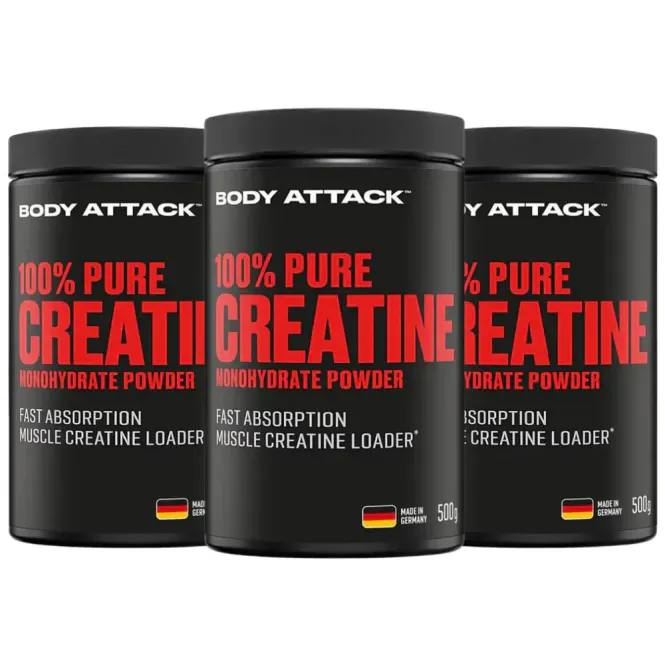 Hovedbilde 3 x Body Attack 100% Pure Creatine Monohydrate ...